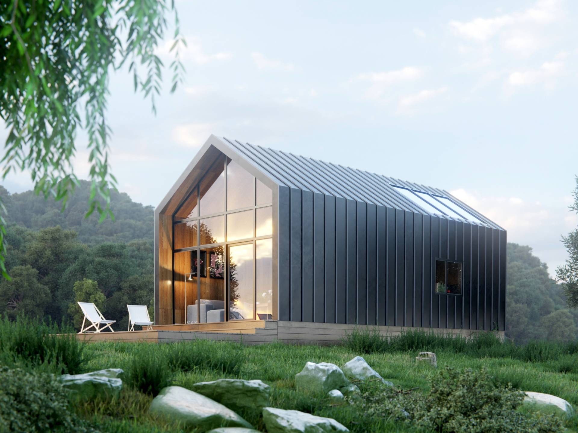 Black Standing-Seam Cabin